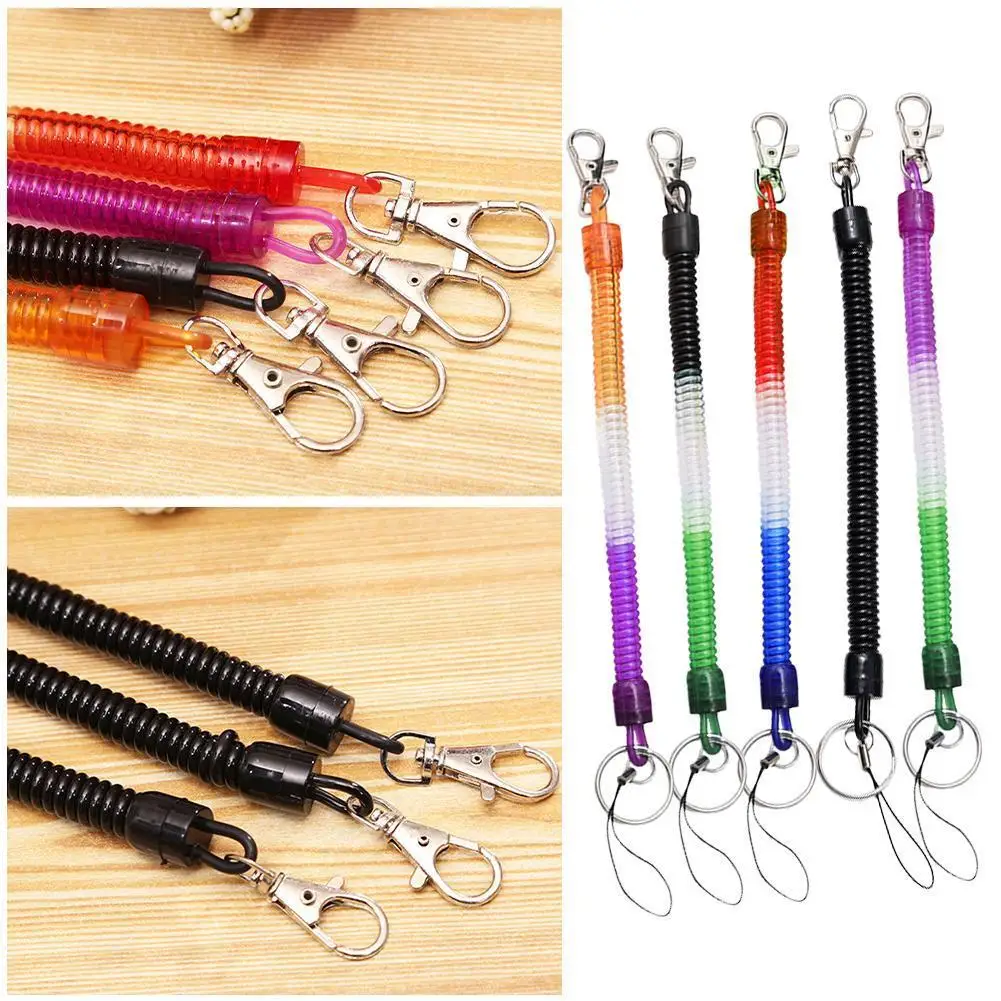 

110mm Plastic Spring Rope Stretch Key Chain Anti-Lost Rope Mobile Phone Bag Accessories Elastic Rope Portable Fishing Lanyards