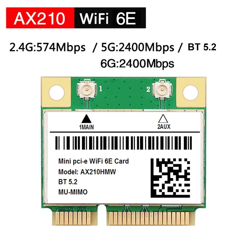 

AX210 5374M WIFI 6E Network Card 5G Gigabit Built-In Wireless Network Card MINI PCIE 5.2 Bluetooth Network Card Adapter