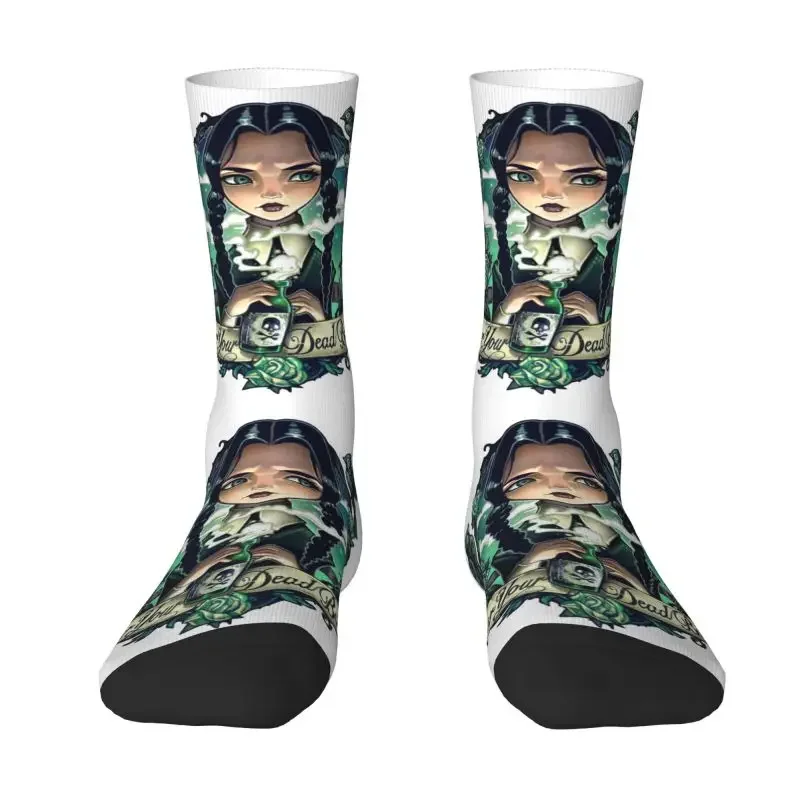 

Women's Spooky Goth Funny Halloween Wednesday Addams Men's Crew Socks Unisex Funny Spring Summer Autumn Winter Dress Socks