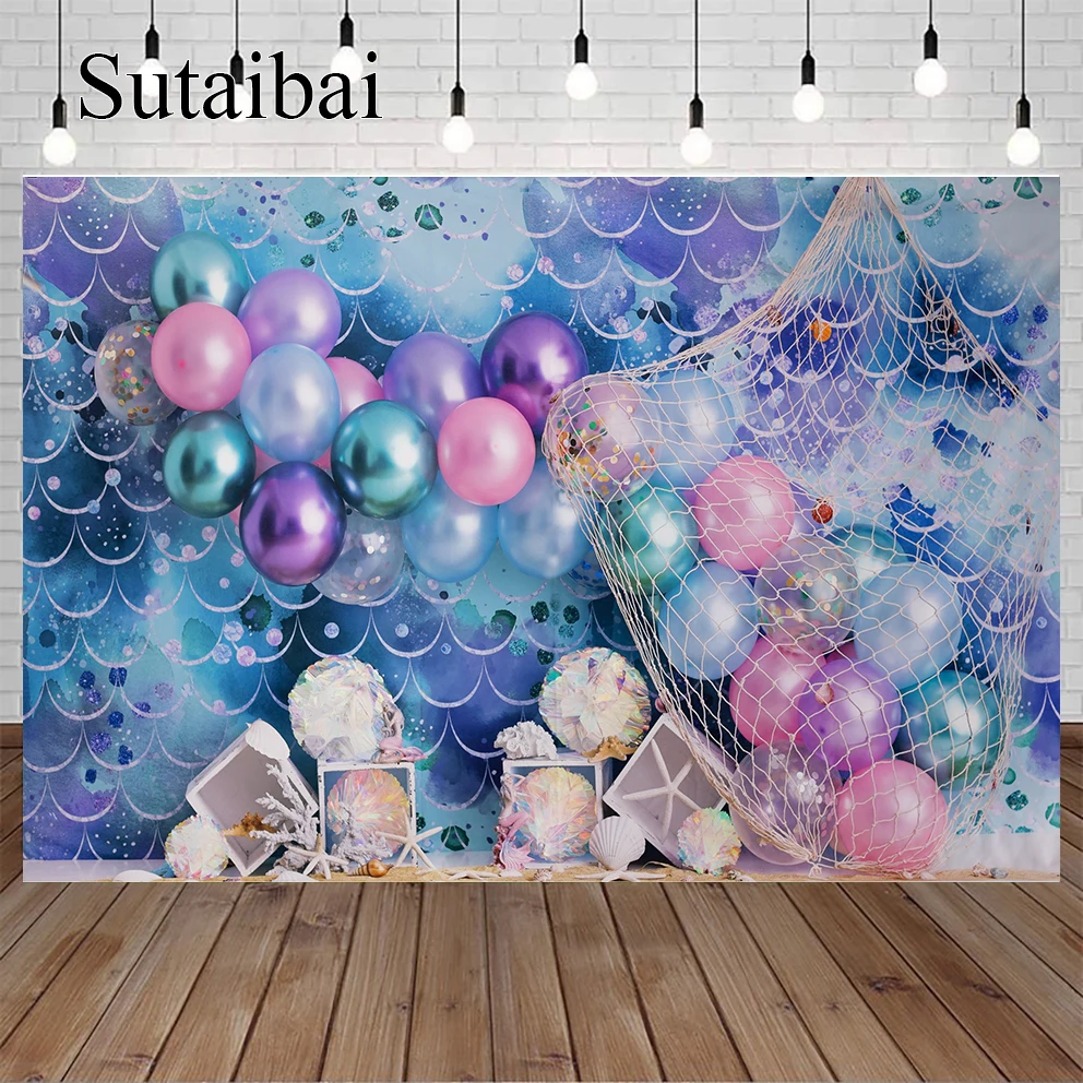 

Photography Background Mermaid Under The Sea Underwater Castle Girl 1st Birthday Cake Smash Decor Backdrop Photo Studio