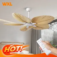 52 inch palm leaf ceiling fan Inverter black and white restaurant fan without light 220v Simple Modern Bedroom Living Room Fan
