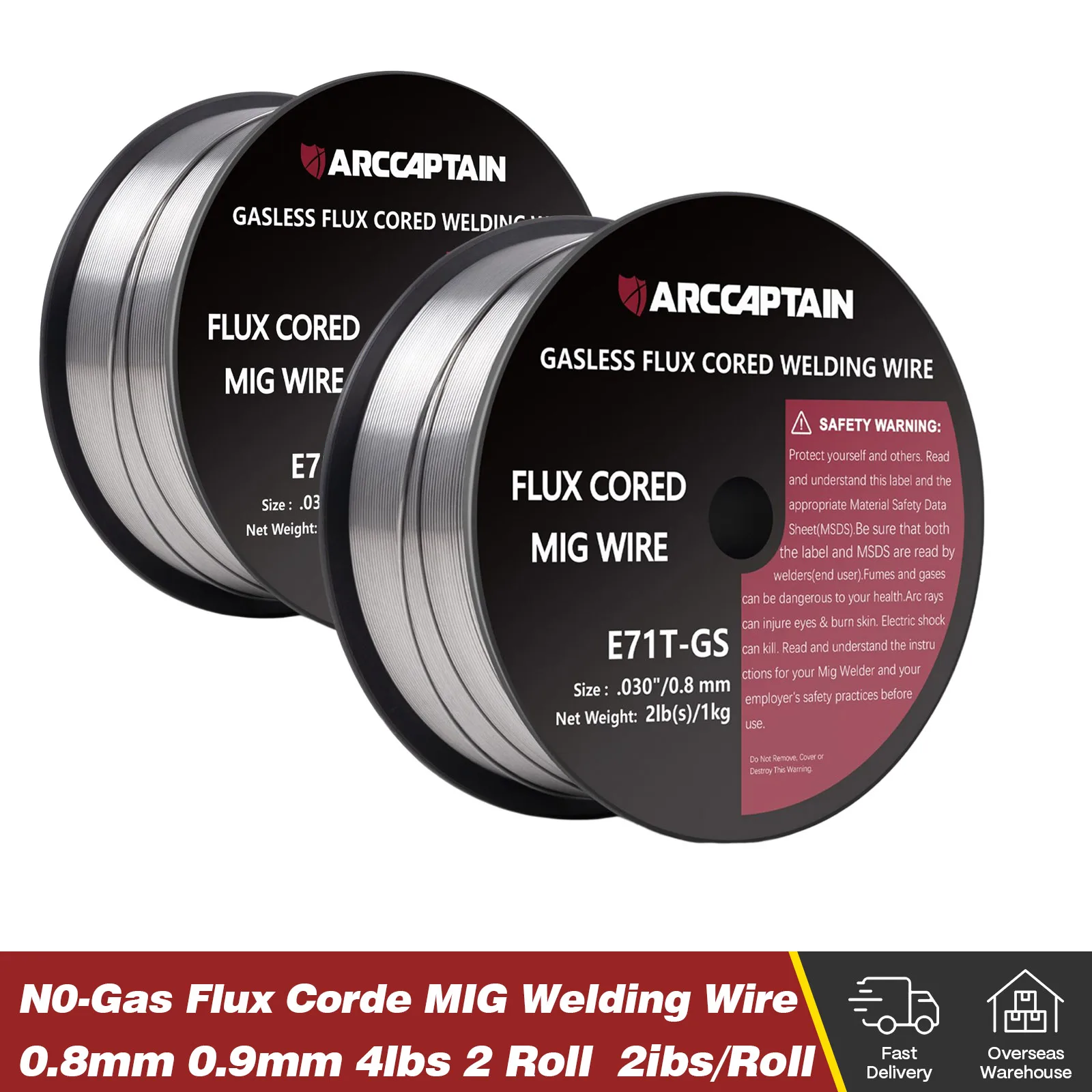 

ARCCAPTAIN Флюсовая сварочная проволока из углеродистой стали 0,8 мм 2 рулона 2 кг E71T-GS