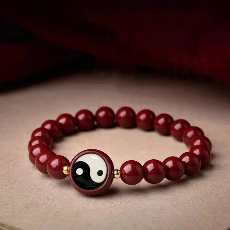 

Cinnabar Hand String Tai Chi Eight Trigrams Yin Yang Fish Purple Gold Sand Bracelet,Men and Women's Own Year Auspicious Red Rope