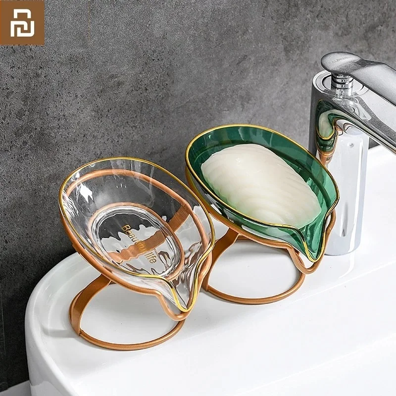 

New Youpin Creative Nordic Leaf Shape Bathroom Organizer Handsoap Holder Soap Storage Rack Household Soap Dish Tray