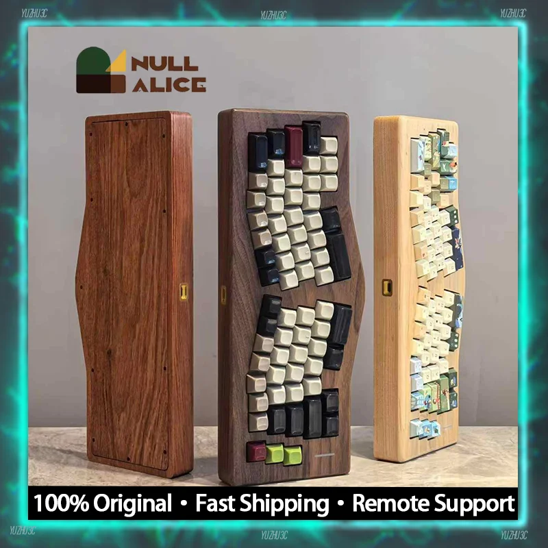 NULL × ALICE Деревянная клавиатура Barebones Kit Ореховый корпус Light Bar Alice Эргономичная