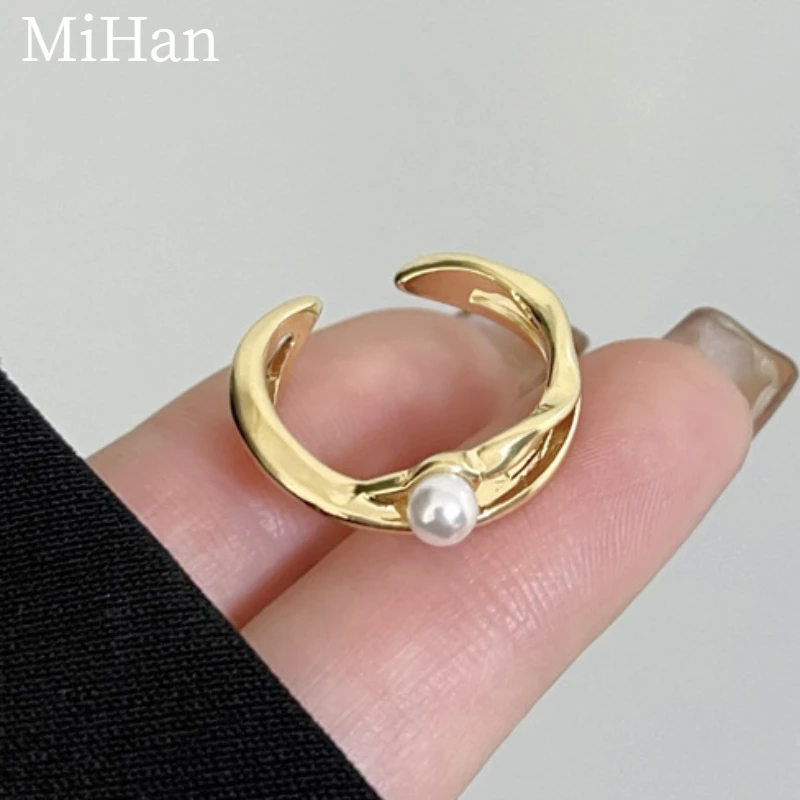

Fashion Jewelry 2023 Trend New Sweet Korean Temperament Open Rings For Women Wedding Gifts Simulated Pearl Accessories Wholesale