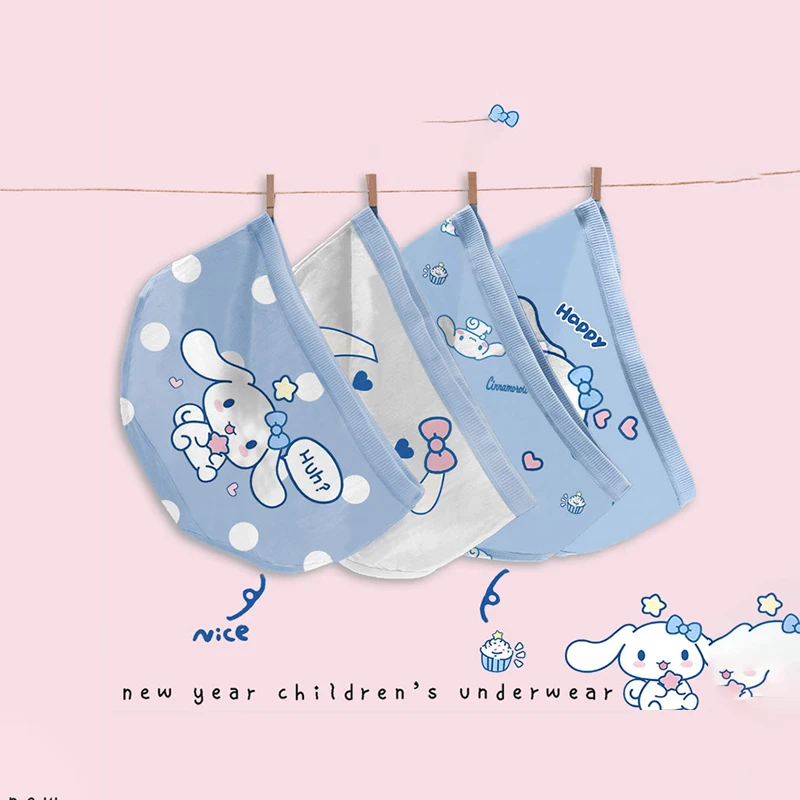 

Sanrios Cinnamoroll Kuromi Hellokittyed Anime Cartoon Cute Children's Underwear Kawaii Boxer Shorts 4Pcs Cotton Underwear