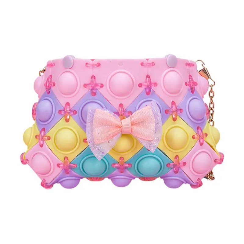 

Новинка, легкая силиконовая пузырьковая игрушка «сделай сам» с бантом для девушек, игрушка для снятия стресса, идеальный подарок на день рождения для детей