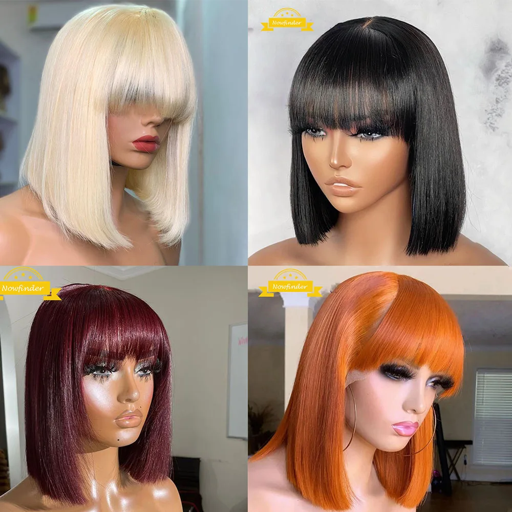 

Короткий 613 медовый светлый прямой Боб с челкой 99j, парики из человеческих волос бордового цвета, парики оранжевого Боба для женщин