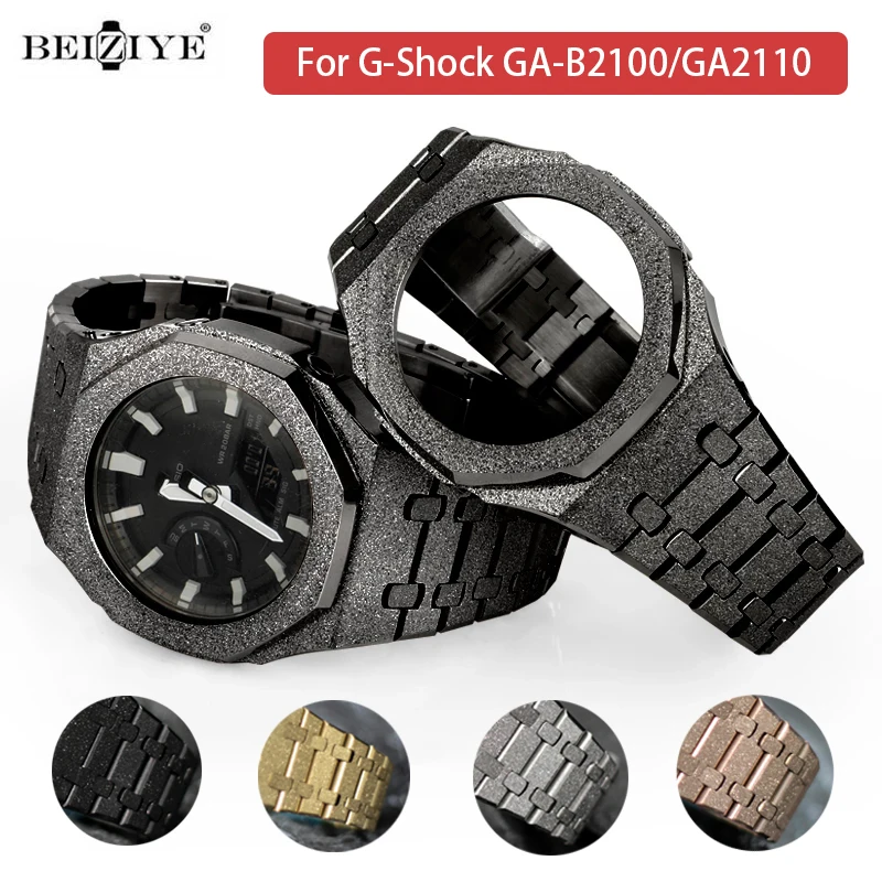 

Modified Kit Metal Case+strap For G-Shock GA2100 Casioak Stainless Steel Watchband Replacement Band For G-Shock GA-B2100/GA2110