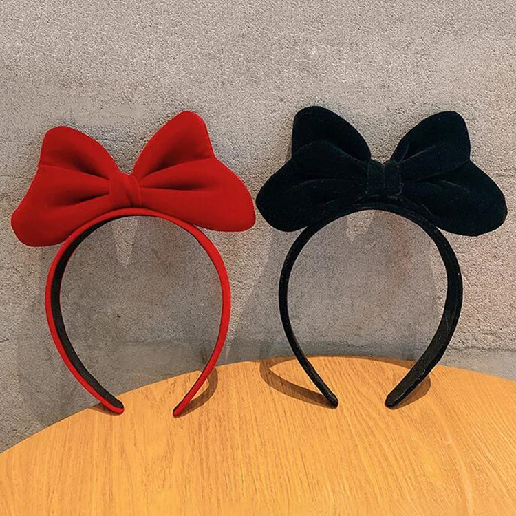 

New Women Bowknot Hair Bands Elegant Girls Velvet Large Bowknot Headband Party Cute Hair Hoop Hair Girls Accessories Headwear