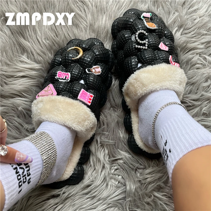 Женские садовые плюшевые сабо теплые босоножки с мехом слива логотипом на заказ