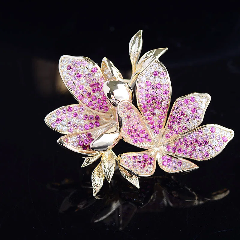 

Copper Inlaid Zircon New Korean Style Flower Brooch Brooch Clothing Accessories Jewelry Spot Wholesale High-end Accessories