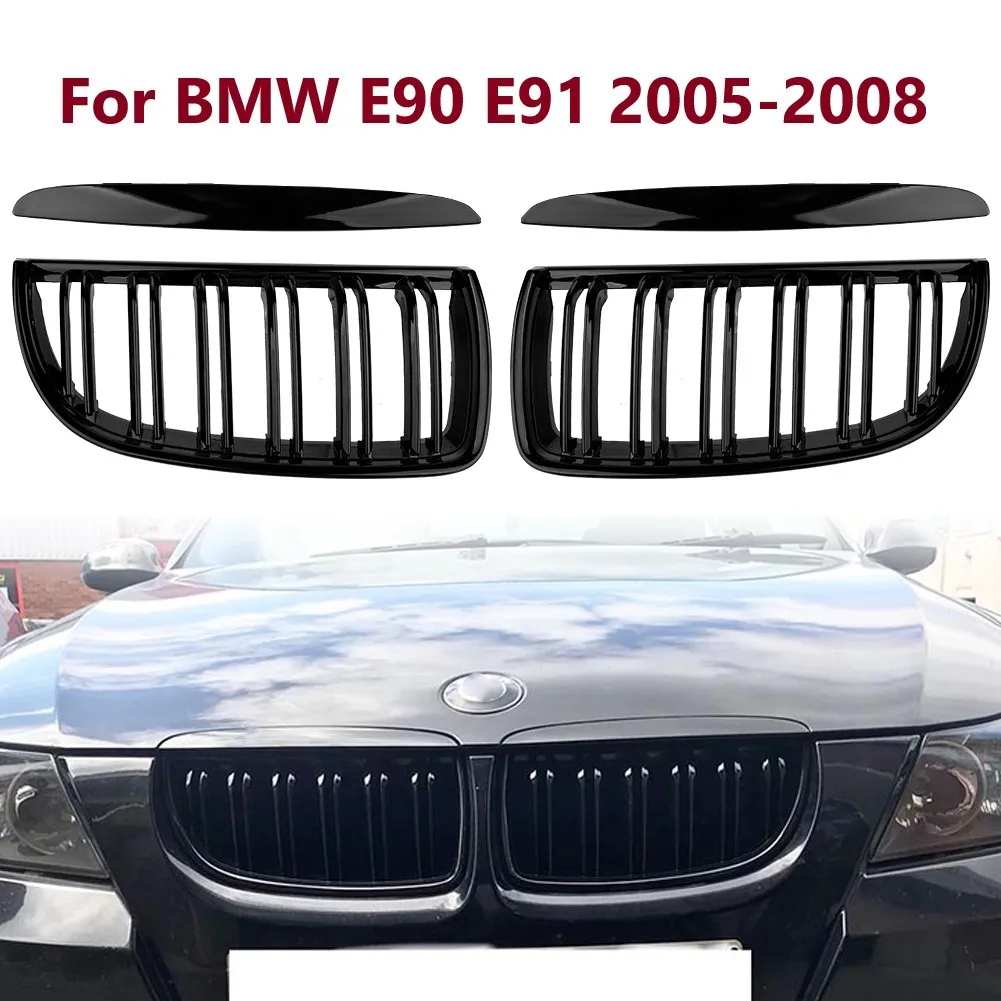 Car Double Line Front Kidney Grille Grill For BMW E90 E91 2005-2008 325i 328i 328xi 335i 335xi 330i 330xi Sedan/Wagon 4-Doors