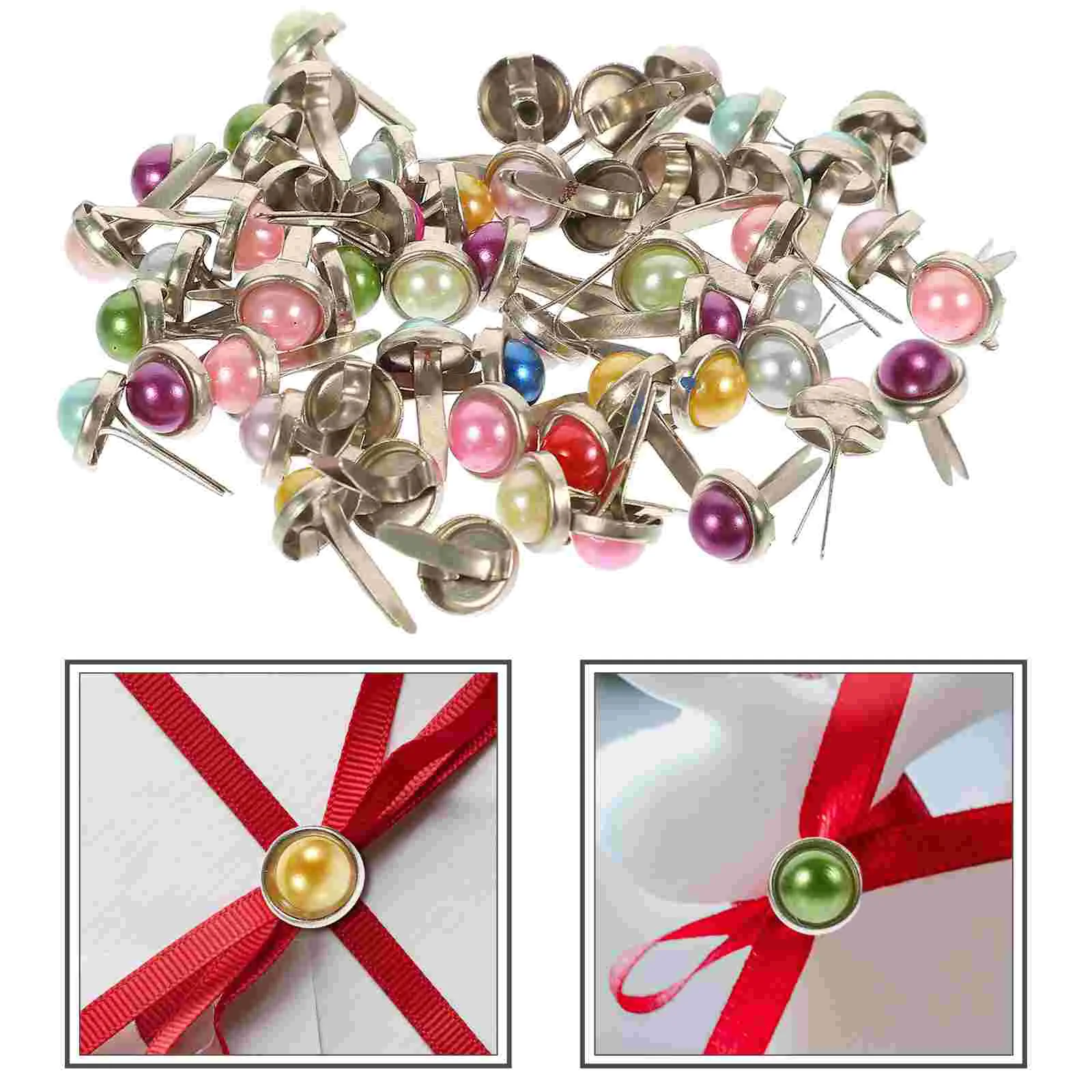 

Brads Fasteners Craft Scrapbooking Papermini Pearl Round Making Craftslargeembellishments Snap Metal