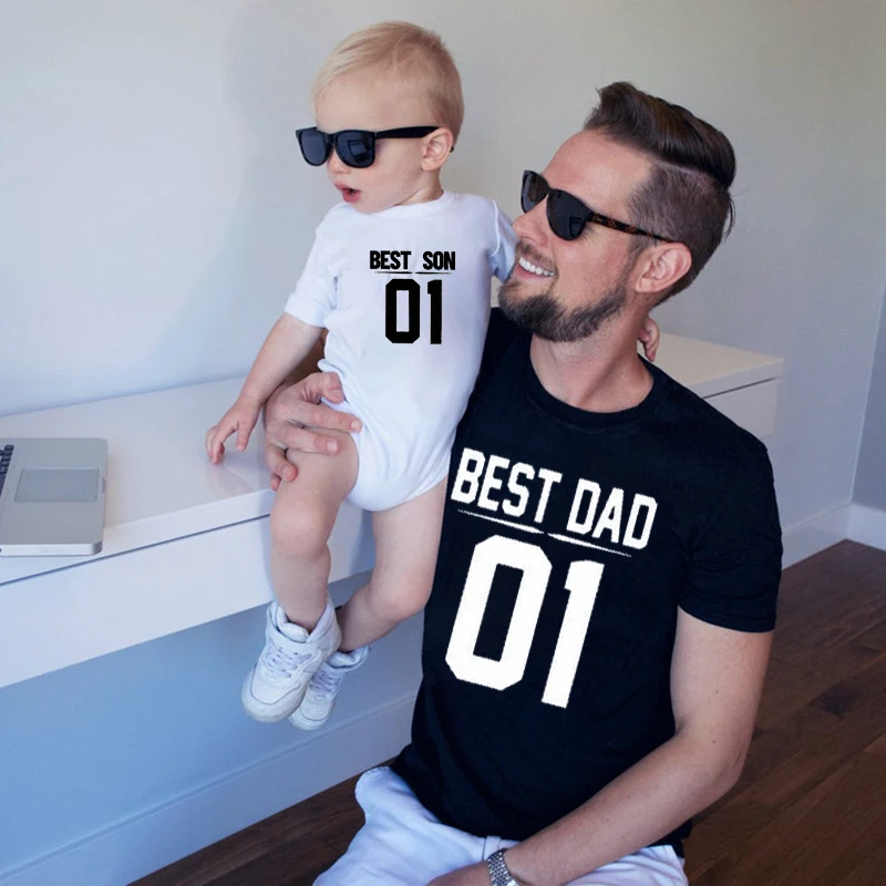 

Best Dad Best Son 01 Dad and Me Tshirts Family Matching Outfits 2021 Fathers Day Gift Baby Boy Summer Father and Son Clothes Red