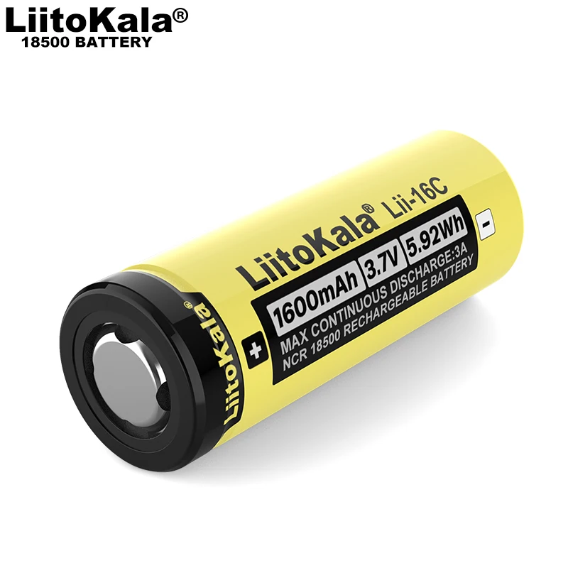 

1PCS LiitoKala Lii-16C 18500 1600mAh 3A Discharge 3.7 V rechargeable battery Recarregavel lithium ion battery for LED flashlight