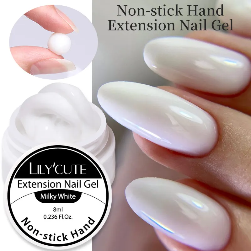 LILYCUTE 8ml Non Stick Nail Extension Gel Pink/White/Clear Vernis Semi Permanent Nail Gel For DIY Nail Polish Carving Flower Gel