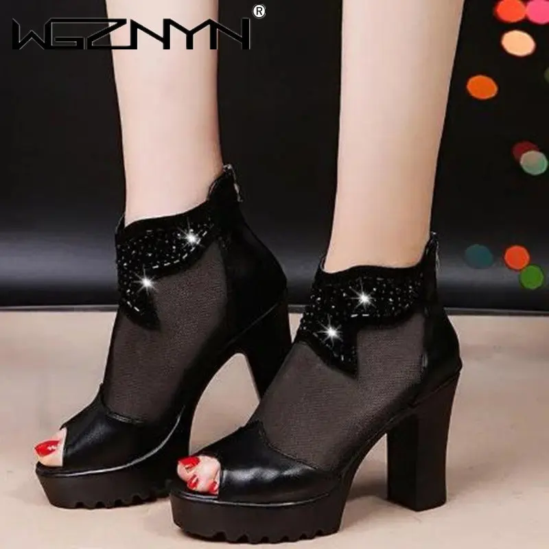 

Туфли-лодочки женские на высоком каблуке, пикантные сандалии на устойчивом каблуке, туфли-лодочки, дышащие, с открытым носком, для вечеринки, 2023