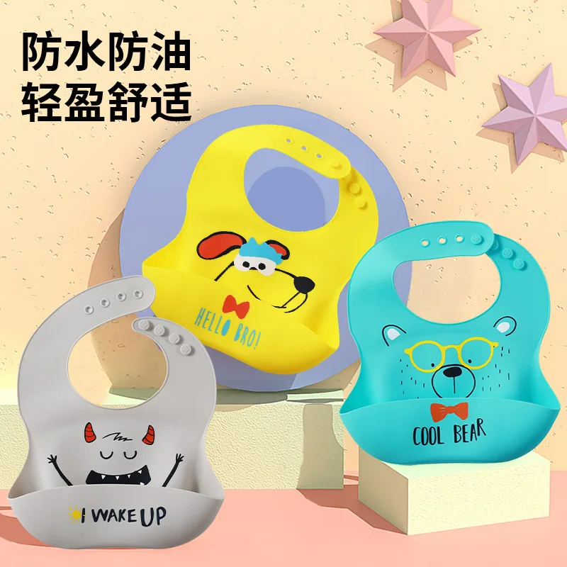 

1PC Baby Bibs Waterproof Silicone Baby Saliva Towel Cartoon Aprons Baby Bibs Adjustable Feedings Bibs Toddler Breakfast Feeding