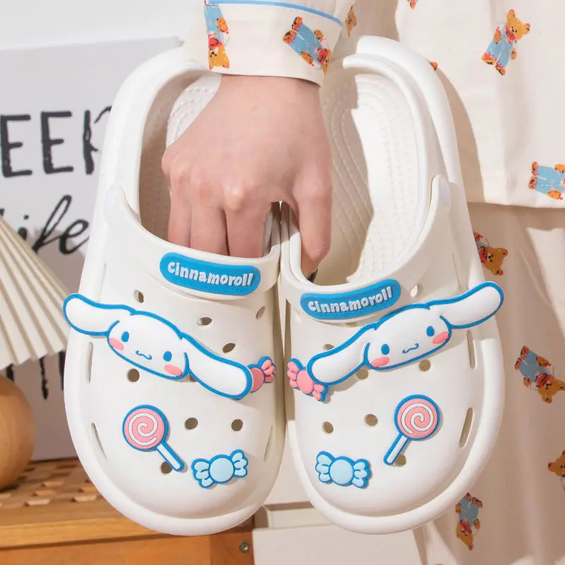 

Kawaii Hello Kitty Sandals Anime Cinnamorol Kuromi Summer Outdoor Fashion Anti Slip Thick Sole Soft Flat Shoes Slippers