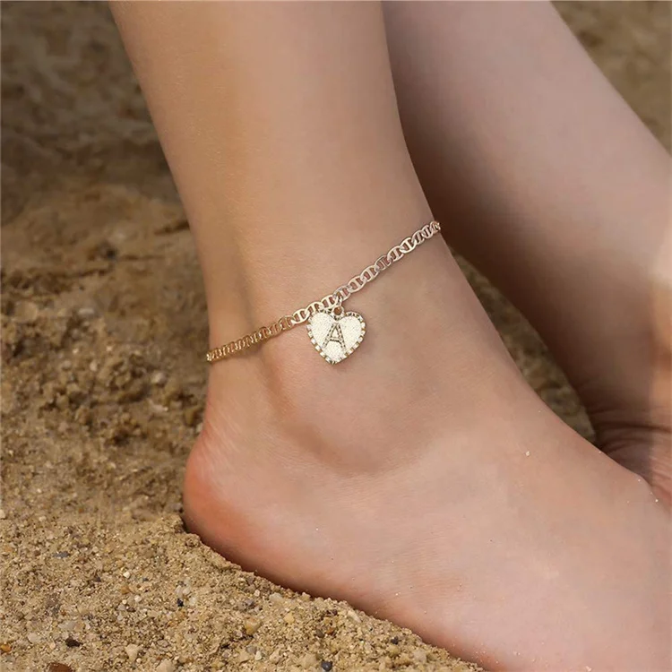 

Lucky Cross Border Popular Necklace 26 Capital English Letters Foot Chain Summer Fashion Men'S And Women'S Clavicle Chain Anklet