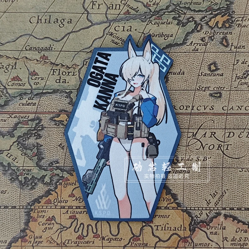 Голубая архивная Кана нашивки с крючками и петлями для одежды стикер в стиле