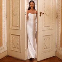 white lace prom dress mermaid sleeveless sexy formal party dresses long backless sweetheart simple womens evening dress 2022