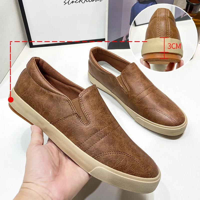 

Men's Casual Leather Shoes Non-slip Men Driving Shoes Spring Autumn Leather Breathable Men's Peas Suit Shoes British Sneakers