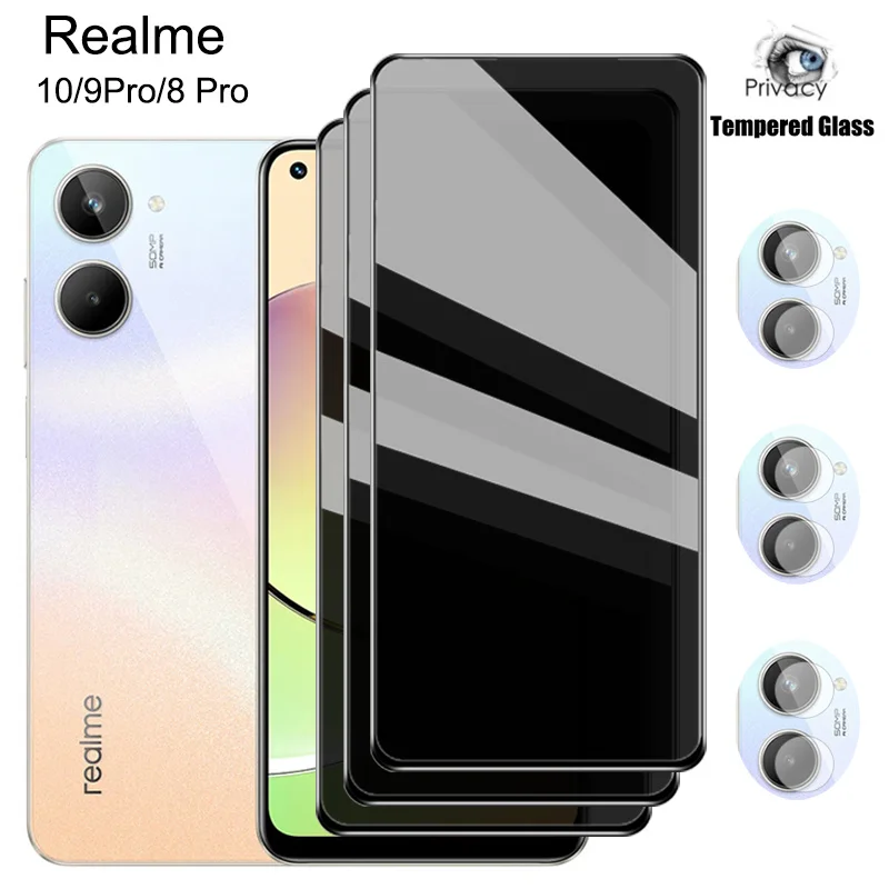 Realme 10 Antispy Vetro Temperato Per Privacy Per Realme 8 I 8I 9I 9 Pro Plus Anti-Spia Vetro Pellicola Realme 10 8 9 5G 9 Pro Realme10 Pellicola Vetr