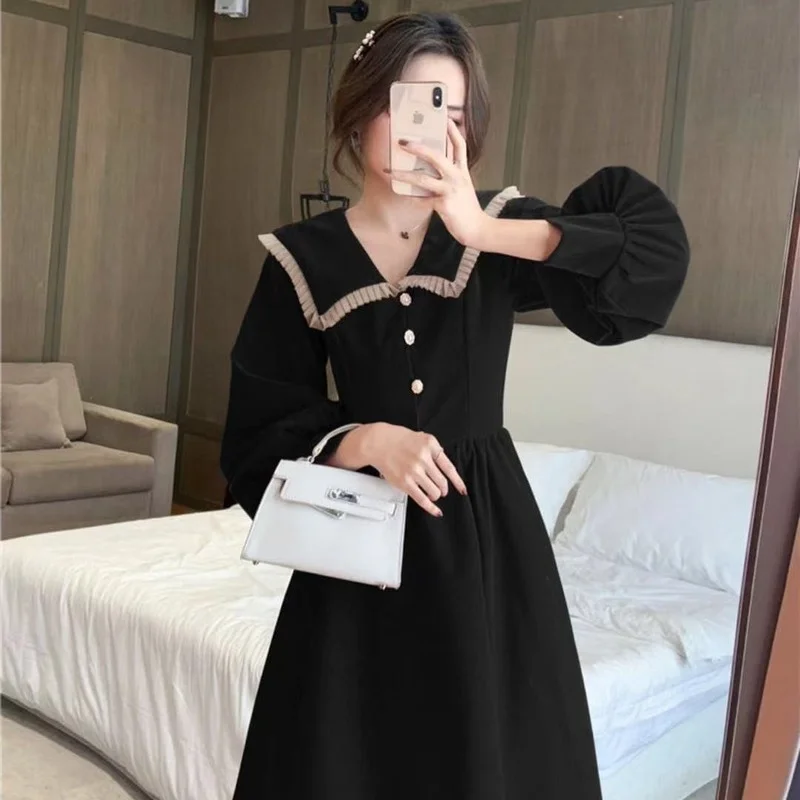 Платье с рукавами-фонариками женское элегантное платье во французском стиле