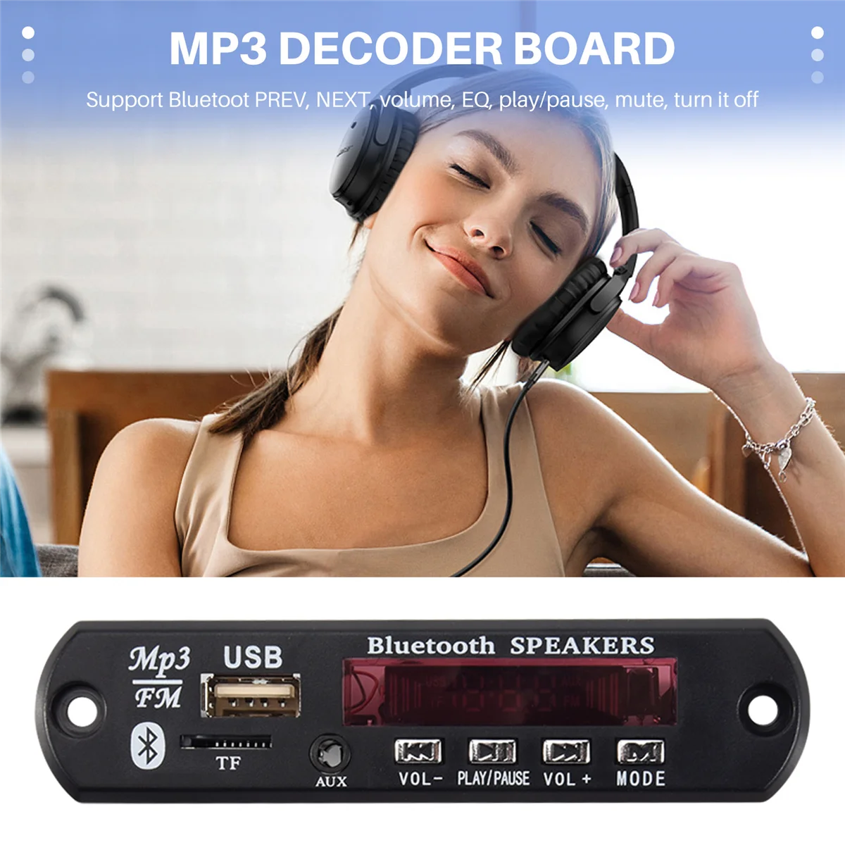 Плата mp3-декодера с Bluetooth 5 0 В 12 постоянного тока модуль автомобильного FM-радио