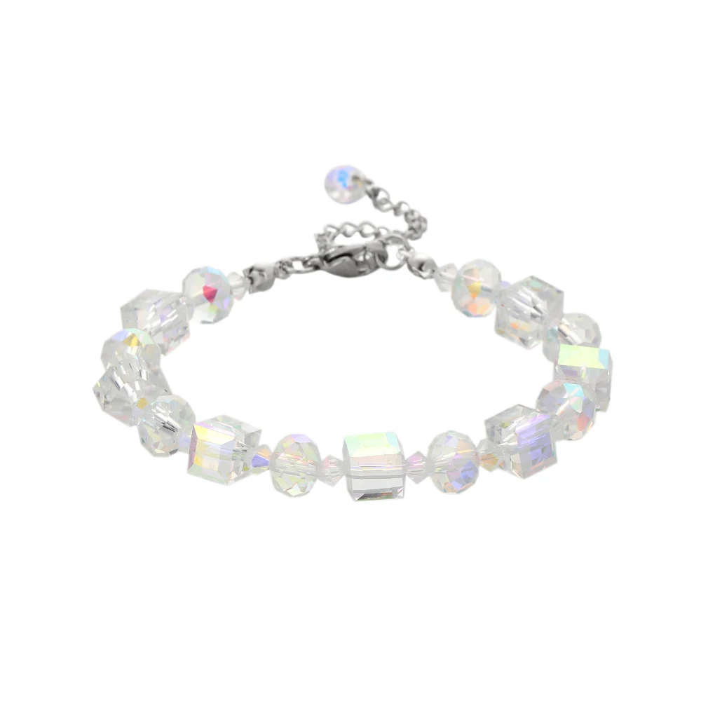 

Colorful Glasses Beads Bracelet Friendship Transparent Square Diamond Stone Bracelets For Girls Jewelry Accessories Wholesale