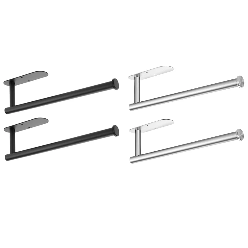 

2Pcs Paper Towel Holder Under Cabinet Wall Mount For Kitchen Paper Towel, Self-Adhesive Paper Towel Bar