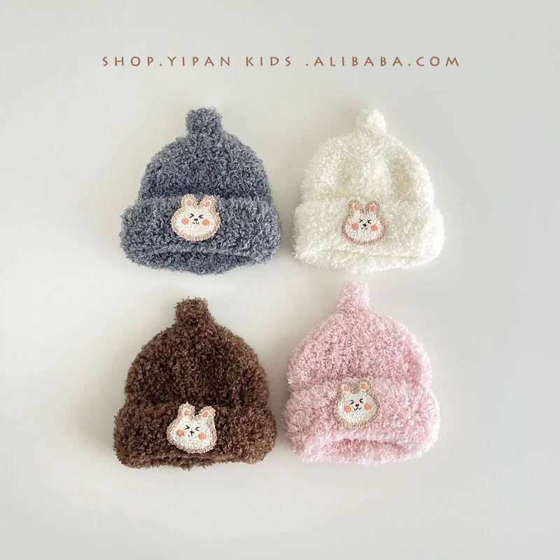 

2023 Baby Hat Autumn and Winter Knitted Hat Boys and Girls Cute Rabbit Wool Hat Infant and Toddler pacifier hat