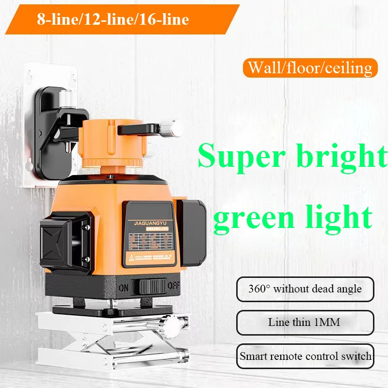 16/12/8 Lines 4D Laser Level Green Line SelfLeveling 360 Horizontal And Vertical Super Powerful Laser Level Green Beam Level
