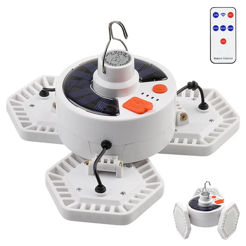 

5 Modes LED Camping Light USB Solar Rechargeable Emergency Night Light Outdoor Lamp with Remote Controller Waterproof