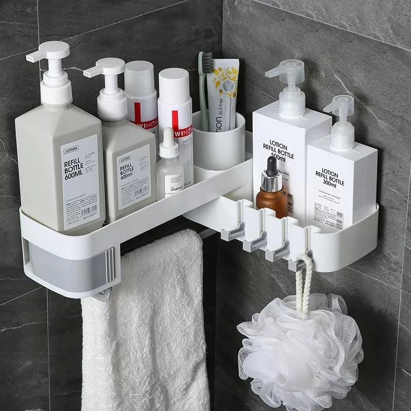 

Rotating Double-Layer Storage Rack Mulit-Function Bathroom Kitchen Corner No-drilling household items