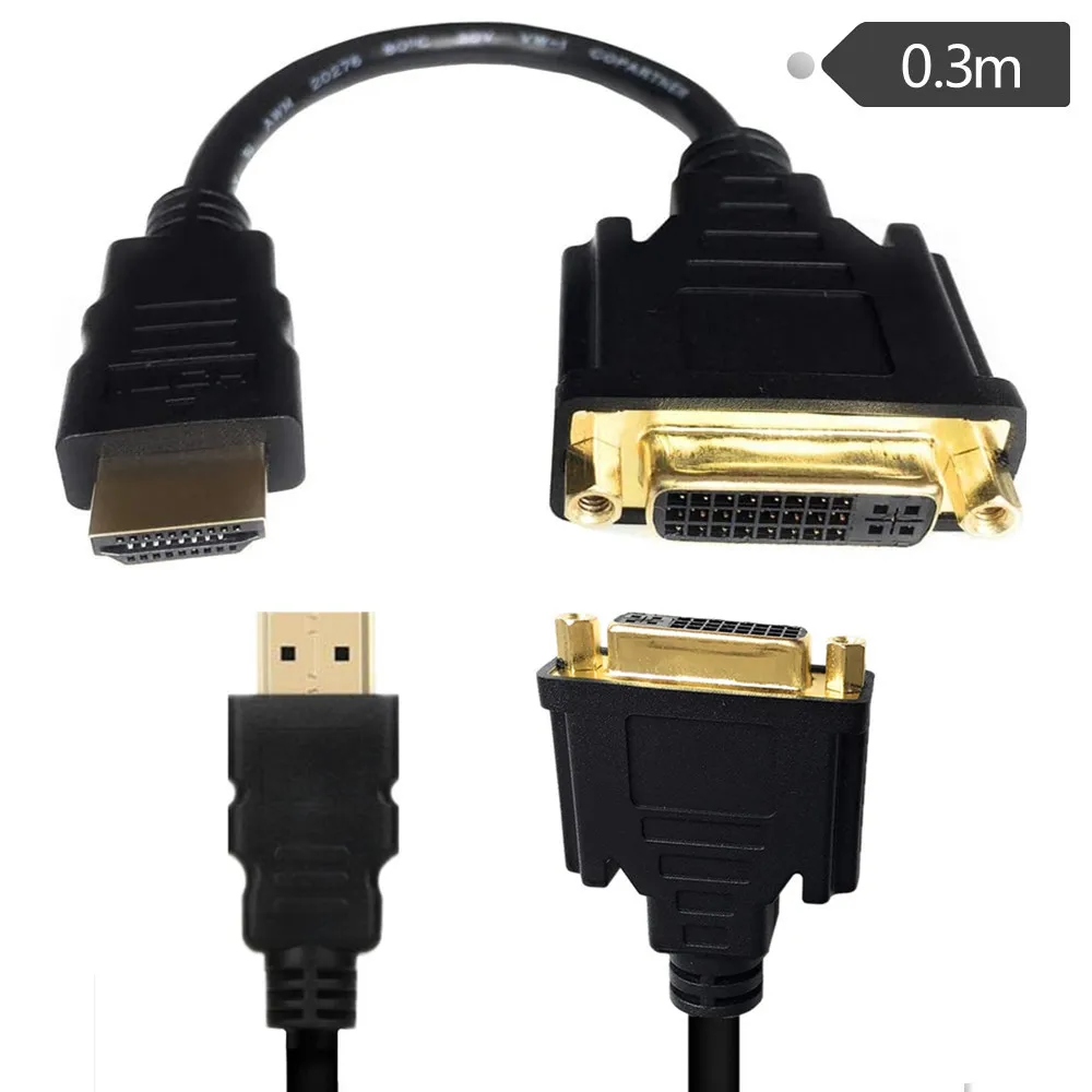 

Цифровой кабель DVI 24 + 5pin мама-HDMI папа свинцовый PC LCD HD TV позолоченный 0,3 м