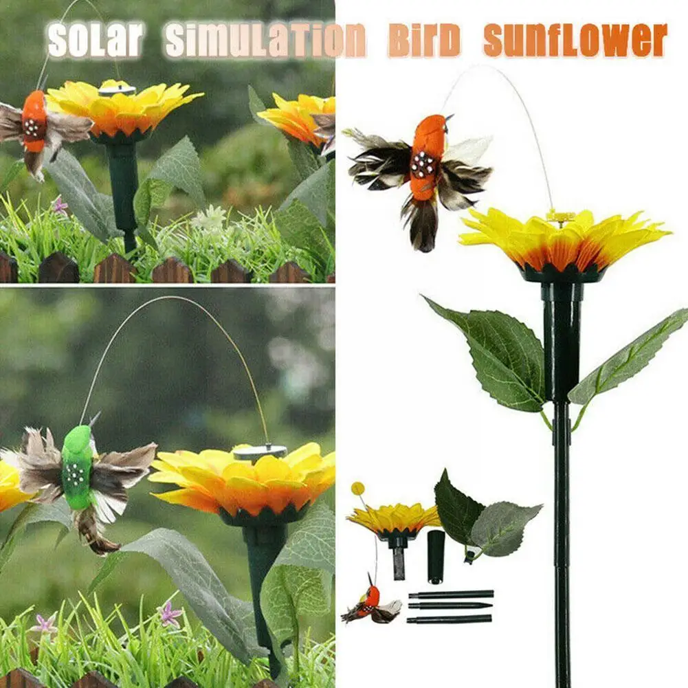 

Garden Decoration Solar Powered Sunflower Dancing Butterflies Farmland Flying Humming Outdoor Bird Decoration Home Yard A1i0