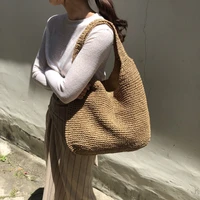 fashion rattan women shoulder bags wikcer woven female handbags large capacity summer beach straw bags casual tote purses 2022