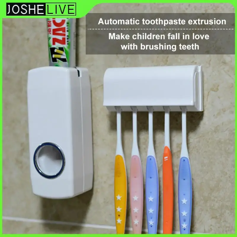 

Automatic Toothpaste Dispenser Squeezers Toothpaste Tooth Dust-proof Toothbrush Holder Wall Mount Stand Bathroom Accessories Set