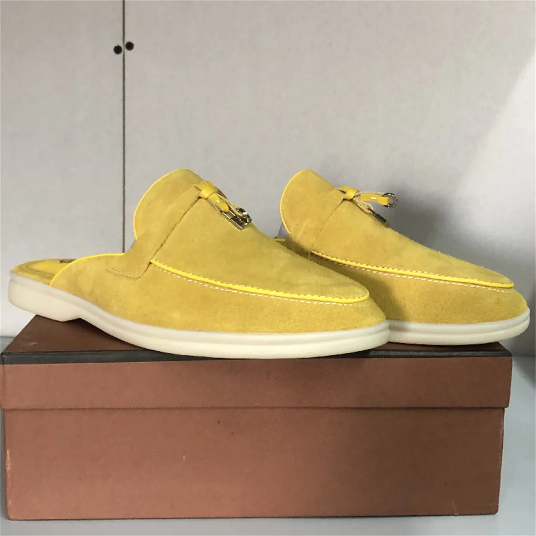 Top Women's Loafers Cashmere Flat Loafers Comfortable Leather Slippers High Quality LP Reprint Loafers Size 34-46