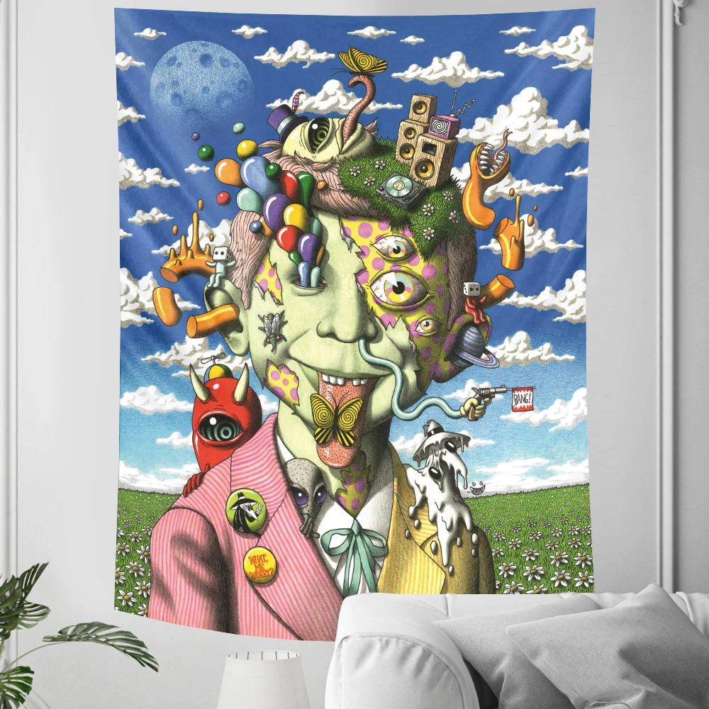 

Абстрактный персонаж психоделическая сцена домашнее Искусство Декор гобелен ведро гобелен хиппи в стиле бохо, декоративный Datura настенная ...