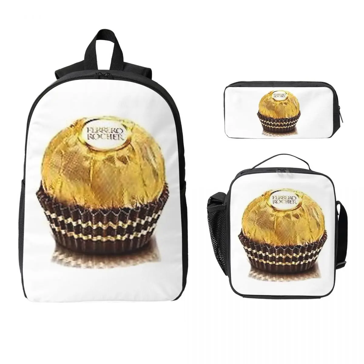Фото Рюкзак Ferrero Rocher, школьная сумка для студентов, сумка для ноутбука, набор из 3 предметов: термосумка для обедов, пенал №1