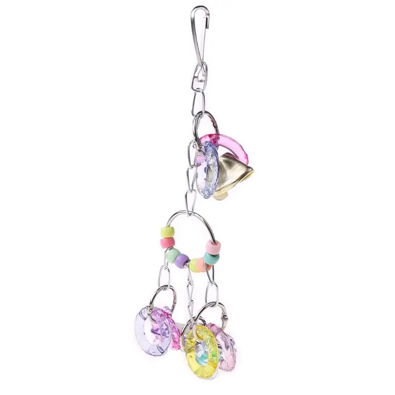 

Pet Parrot Cage Toys Hanging Bird Chew Toys Mirror with Bell for Parakeet