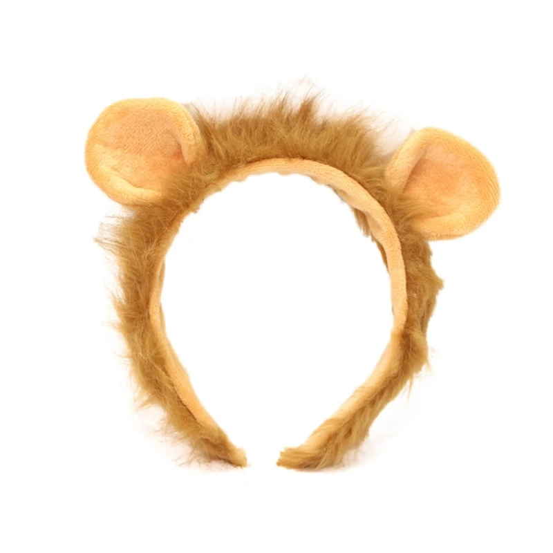 

N58F Woman Plush Lion Ear Headband Carnivals Cosplay Animes Character Hair Decor
