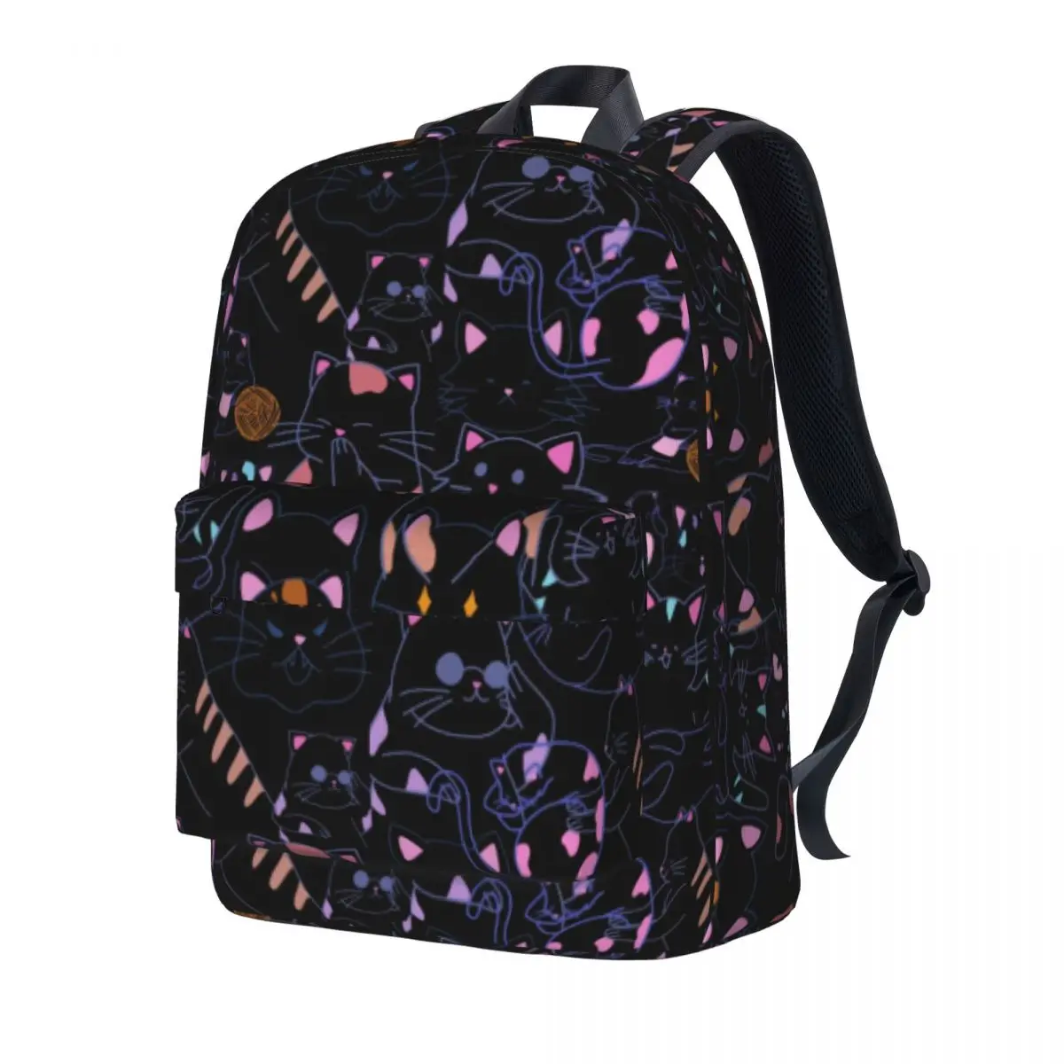 

Красочный рюкзак с черной кошкой, мужские рюкзаки с узором на Хэллоуин, красивые школьные сумки из полиэстера, уличный дизайнерский рюкзак