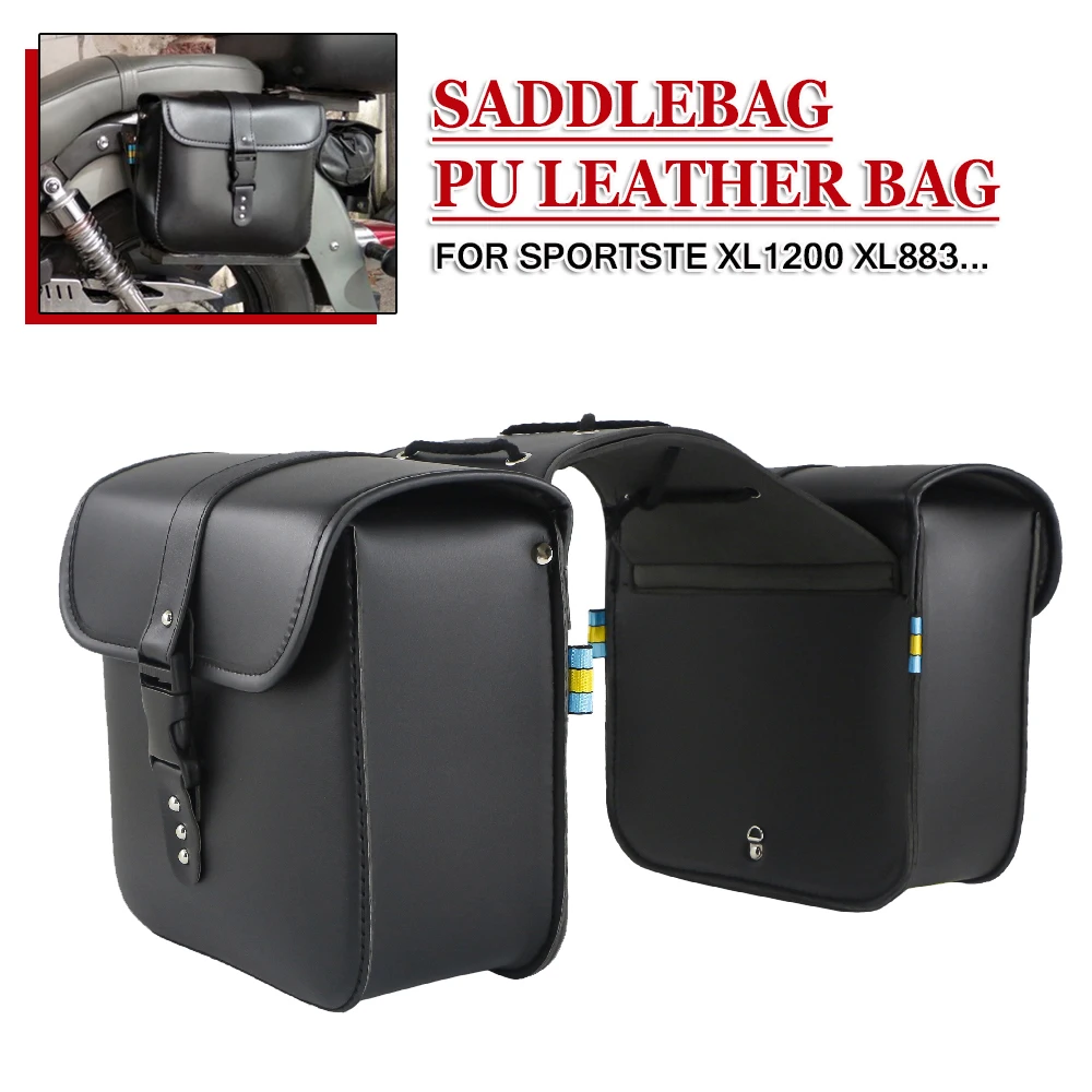 

PU Leather SaddleBag For Harley Sportster XL883 XL1200 Touring Street Gilde Motorcycle Pannier Saddle Bag Side Luggage Tool Bag