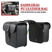 pu leather saddlebag for harley sportster xl883 xl1200 touring street gilde motorcycle pannier saddle bag side luggage tool bag
